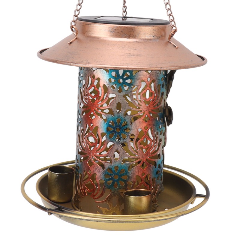 Solar Bird Feeder for Outdoors Hanging Exquisite Hollow Pattern Waterproof