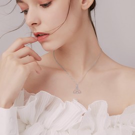 VONALA Celtic Motherhood Knot Necklace 925 Sterling Silver Celtic Trinity Pendant Necklace Irish Jewelry Gifts for Women