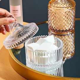 YILUSHENGHUA Colorful Glass Jar With Lid,Candy Cookie Jars,Jewelry Box,Buffet Jar Biscuit Containers Food Storage,Decorative Jar(Clear)