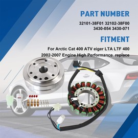 FIWARY Flywheel Kit Stator & Gasket fits for Arctic Cat 400 ATV Eiger LTA LTF 400 2002-2007 Replace OE 32101-38F01 32102-38F00 3430-054 3430-071