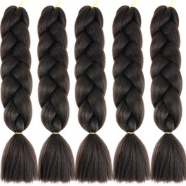 Cybelleza Jumbo Braiding Hair Extensions Kunsthaar zum Einflechten Braids Extensions Haarteile 5 Bündel 60cm 500g Flechten Twist Crochet Synthetik Haar Zöpfe, Medium braun