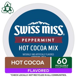 Swiss Miss Peppermint Hot Cocoa, Keurig Single Serve K Cup Pods, Flavored K Cups, 60Count, Peppermint Cocoa, 60Count