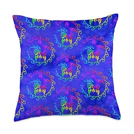Hawaii Polynesian Tribal Turtles Designs Maori Sun Polynesian Tribal Sea Turtle Tie Dye Throw Pillow, 18x18, Multicolor