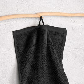 Pure Label 10-Piece Guest Towels 30 x 50 cm with Hanging Loop Made of 100% Cotton, Absorbent, Soft and Oeko-Tex Certified - 10 Guest Towels Black, 30 x 50 cm