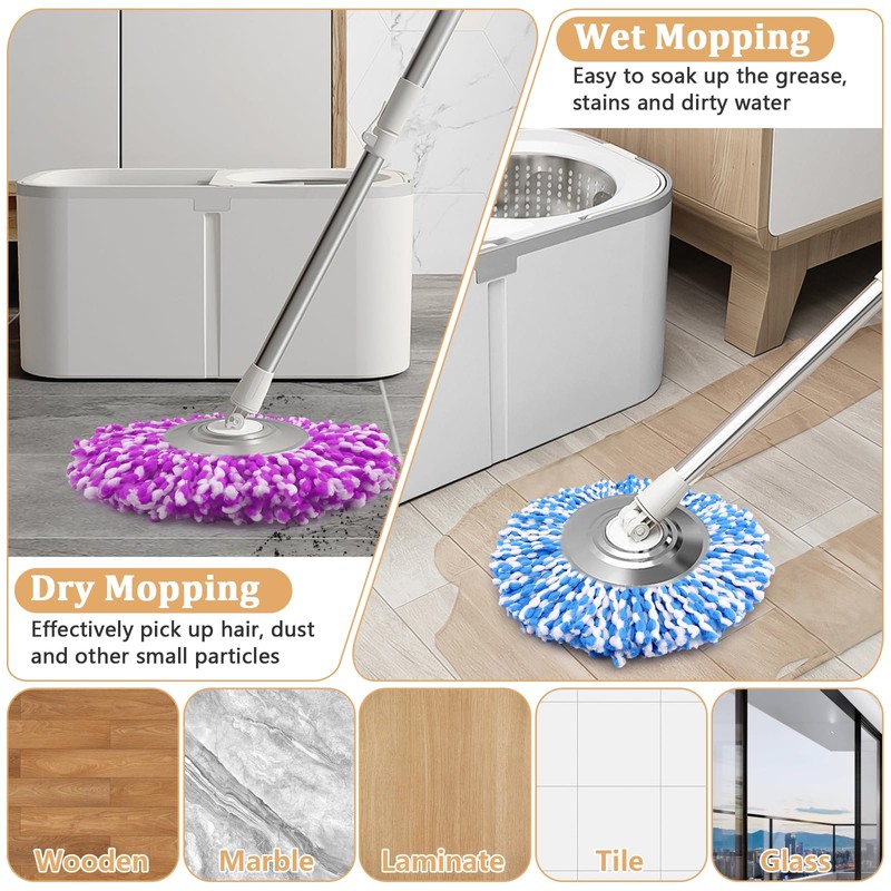 NICEMOVIC 5 Pack Spin Mop Replacement Head for 360° Spin