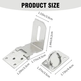 laffoonparts 1PC Door Hasp Latch, 4 Inch 90 Degree Thickened Hasp, Padlock Hasp Locking Latch, Security Door Clasp Hasp Lock Latch, Silver, 201 Stainless Steel with Silver Screws