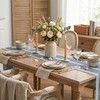 Blue Braided Striped Rustic Chenille Table Runner, Seasonal Embroidered Kitchen