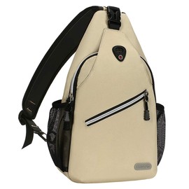 MOSISO Sling Backpack, Multipurpose Crossbody Shoulder Bag Travel Hiking Daypack, Beige