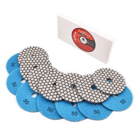 Diamond Polishing Discs Set - 7 Pieces 100 mm Dry Diamond Polishing Pad Set Pads Grit 50 Diamond Sanding Pad for Granite Marble Artificial Stone Quartz for Angle Grinder