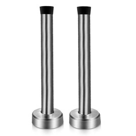 Door Stop, 5 Inch Door Stop, Wall Mounted Stainless Steel Brushed Nickel Door Stop with Sound Absorbing Rubber Tip, Silver, Pack of 2
