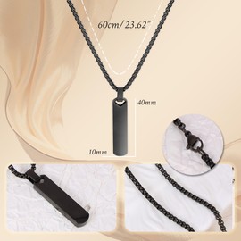 JJDreams Bar Necklace Long Pendant for Women and Men Adjustable Necklace Square Necklace Bar Pendant Necklace,Black