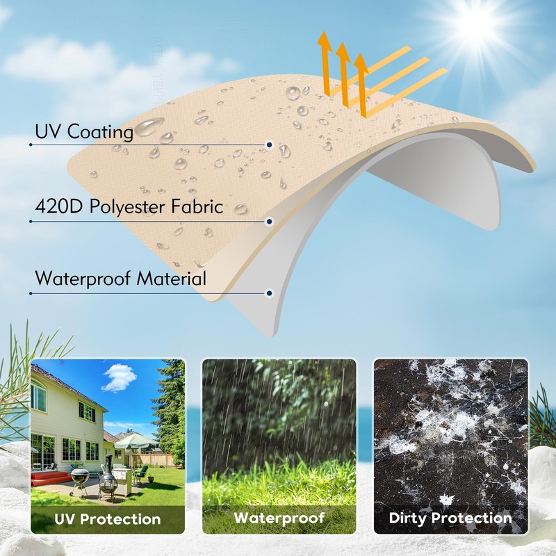 UHousDeco Solar Patio Umbrella Cover - LED Lighted Outdoor Table