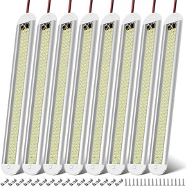 CT CAPETRONIX 12v LED Interior Light Bar, 120LEDs 1500LM 8W DC 12 Volt led Strip Lights with ON/Off Switch, for Enclosed Cargo Trailer, Car RV Van Truck Lorry Camper Boat Caravan Motorhome (8Pack)