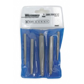 Westward 2RUR7 Screw Extractor Set, 1/8 to 3/4, 5 Pcs