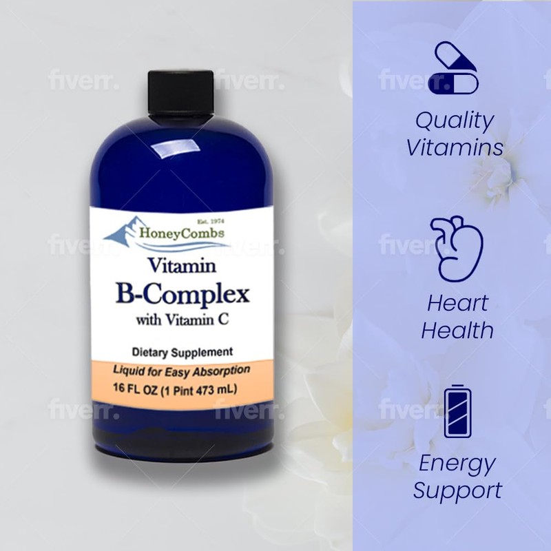 HoneyCombs Vitamin B Complex Drops – Liquid Supplement with Vitamin