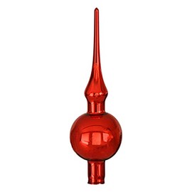Jingle Bells Lauscha Christmas Tree Topper Red Shiny Plain Mini Tip