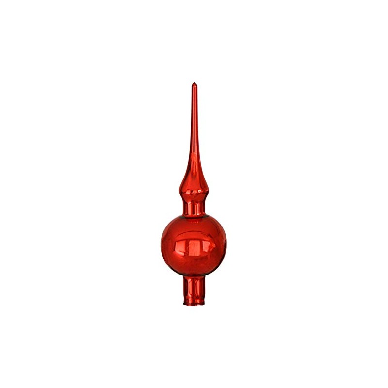 Jingle Bells Lauscha Christmas Tree Topper Red Shiny Plain Mini