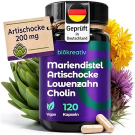 Milk Thistle Capsules High Dose - Liver Complex with Artichoke & Dandelion - 80% Silymarin & Choline - Liver Balance & Fat Metabolism - 120 Capsules 60 Days - Vegan & Laboratory Tested