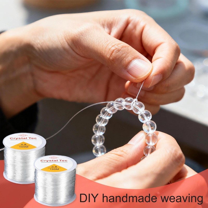 2 Roll 0.8mm Crystal String Stretch Line, Elastic Bracelet String,