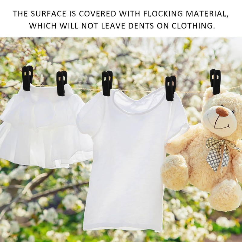 20 Pieces Flocked Clips, 5 Pieces Hanger Connectors, Trouser Clips,