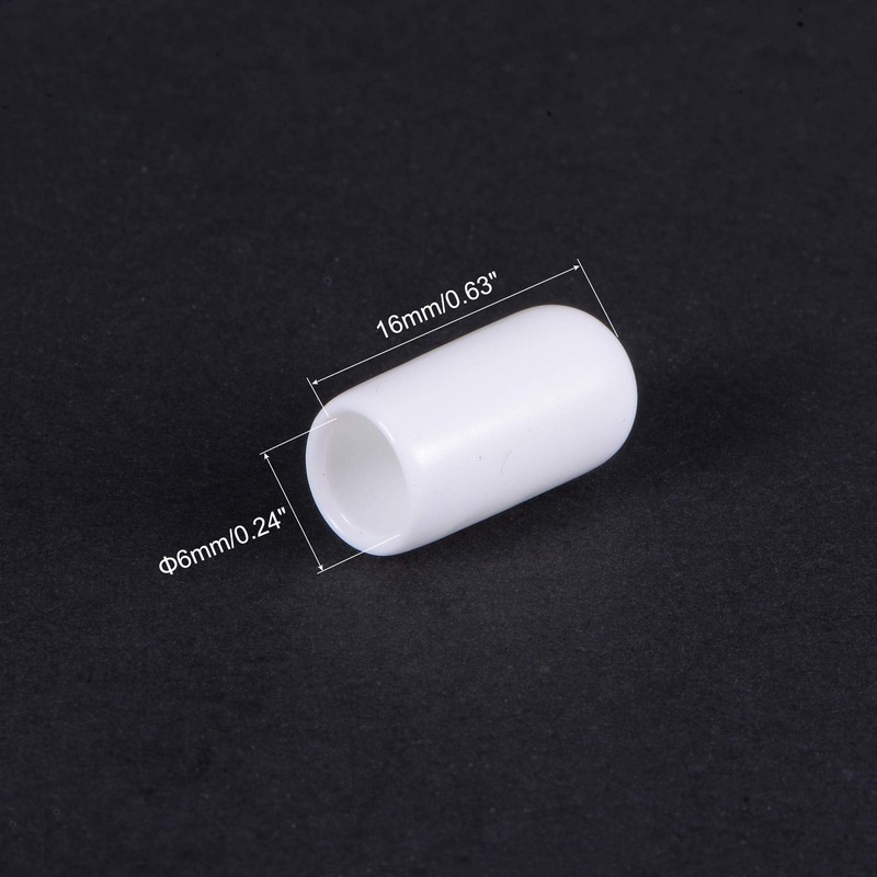 uxcell 50pcs Round Rubber End Caps 1/4"(6mm) White Vinyl Cover