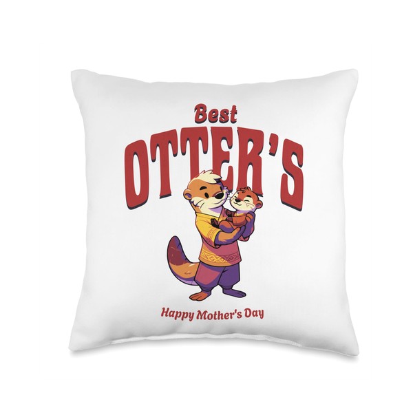 funny best baby otter happy mother's day Throw Pillow