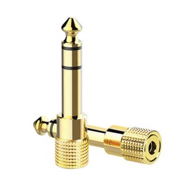 2-Piece Set, 6.35mm to 3.5mm Headphone Adapter, 1/4-Inch Male to 1/8-Inch Female Stereo Jack, Suitable for Guitar, Amplifier, Headphones, Headsets, Audio Cables - Gold-Plated