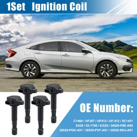 X AUTOHAUX 4pcs Ignition Coil for Honda Civic L4 1.7L 2001-2005 for Honda Pilot 3.5L 2003-2008 for Acura MDX 3.5L 2001-2006 3.7L 2007-2009 C1460 UF-400 UF400 30520-P8E-A00 30520-PGK-A01