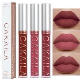 Cakaila 3pcs Matte Velvet Lipstick Set -Waterproof, Long-lasting,N