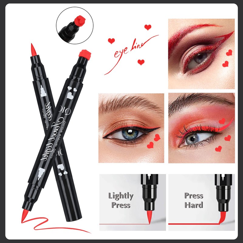 Yuccer Eyeliner Stamp Pen Liquid Eyeliner Waterproof Red Durable Makeup