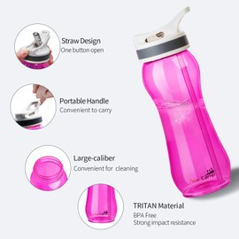 AceCamp 21oz Water Bottle with Straw Curved-Bottle Design Easy To Grip BPA Free Tritan Sports Fitness Bottle Leak-Proof Durable Red