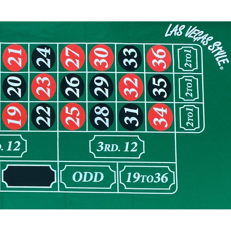 Great New Casino Roulette Green Felt Layout 36" X 72
