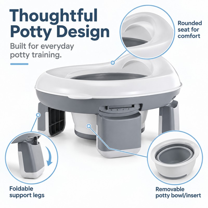 3-in-1 Foldable Kids Potty for Travel – Portable Toilet Seat