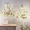 Mkono Artificial Ivy Macrame Hanging Shelves with Lights Set of