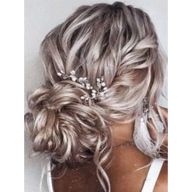 Jakawin Bride Crystal Wedding Hair Pins Pearl Hair Piece Rhinestone Bridal Hair Accessories for Women and Girls (Pack of 3) HP182 (1-Silver)