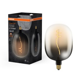 OSRAM Vintage 1906 Big Oval is a warm white LED bulb with special bulb shape filament, offering 4.5W for 150lm, E27 socket, smoke design, 170mm diameter, CRI 80, 1800K