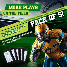 Football Play Wristbands - Adult Quarterback Gear - Wristband Playbook - Softball Wristbands for Signs - Soccer, Baseball & Catchers Wristband - QB Play Card Wrist Band Training Equipment (5 Pack)