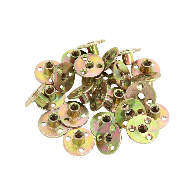 QWORK 3/8"-16 Iron Plate Nut, 25-Piece Set T-nut with Round
