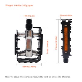 UPANBIKE Bike Pedals Universal Plastic Road Bike Pedals 9/16 Inch Mountain Bike Pedals Flat Platform with Reflector for Road Bike MTB