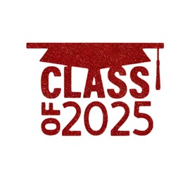 Class of 2025 Iron On Decal, Senior Graduation Patch, DIY Craft, Heat Transfer, Senior Tshirt Graphic Vinyl Applique, Pick Size Color, Iron-On Most Items 5 Min. (Red Glitter)