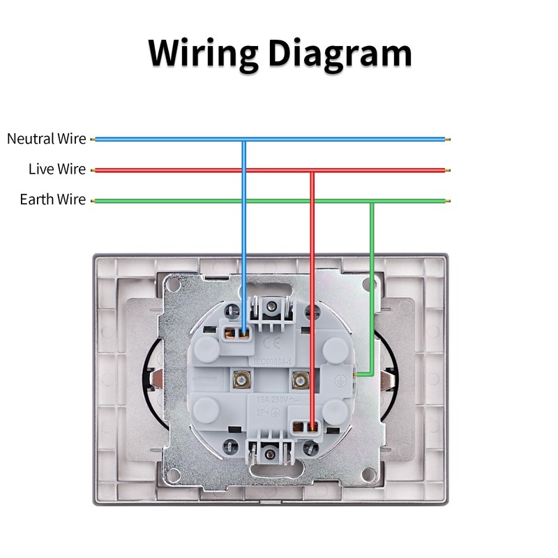 JIMEIDA Double Socket Glass Black with Hook Single 16 Amp