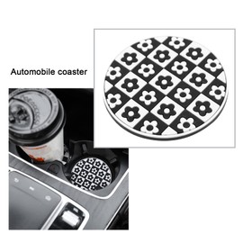eMagTech 4PCS Car Coasters Flower Pattern Auto Cup Holder Insert Coasters Universal Non-slip Car Cup Mats 7.2cm Automotive Interior Accessories for Most Cars