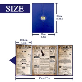 back in 1945 Poster 80th Birthday Gifts for Women and Men,Vintage Happy 80th Birthday Decoration Supplies for 80 Year Old,Folded