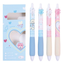 MOZXIRZ 4 Pcs Cute Retractable Pens Bowknot Gel Pens Soft Grip Black Ink Pens 0.5mm Fine Point Smooth Writing Pens Office School Supplies Women Girls Pens (Cute)