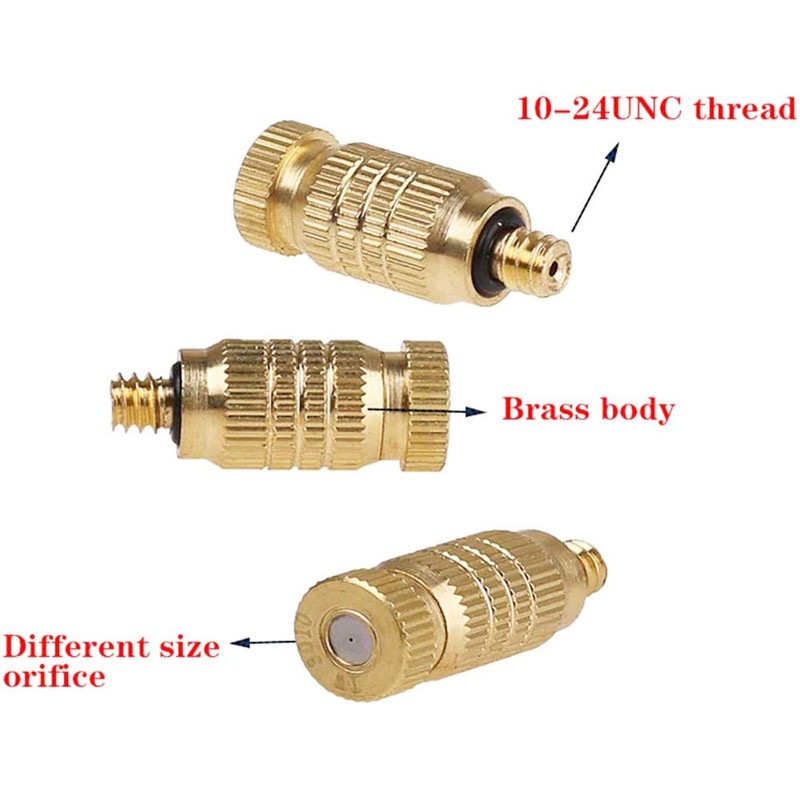 Brass Misting Nozzle, 10 Pack High Pressure Spray 10/24 UNC