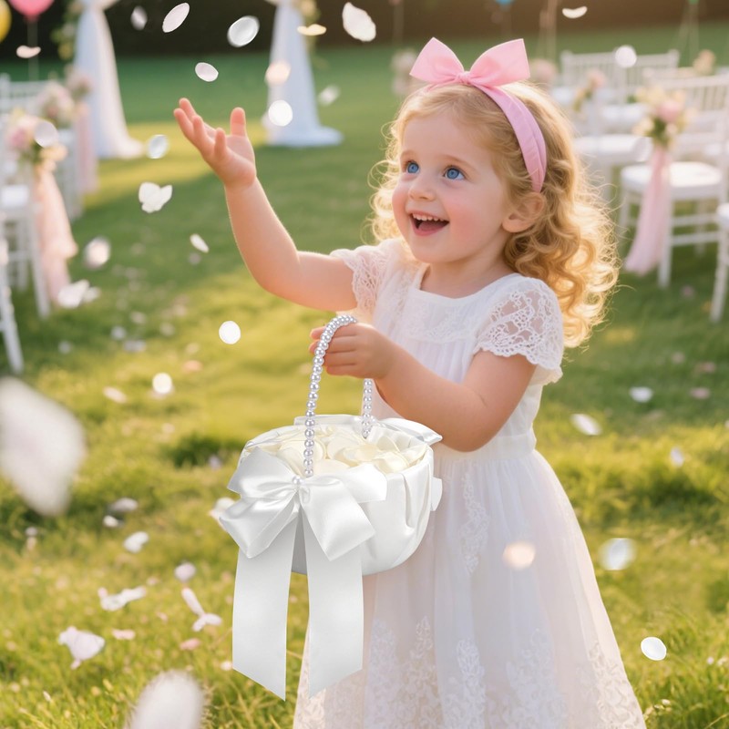 Wedding Flower Girl Basket Set of 2 - With 400Pcs