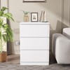 Rovaurx White Nightstand with 3 Drawers, End Side Table with