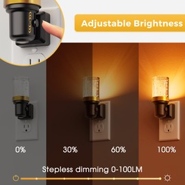 L LOHAS LED Night Light, Dimmable Night Lights Plug into Wall, Automatic Night Lights Plug in with Auto Light Sensor, 1800K Amber Warm Light 0-100LM Brightness LED Night Light for Hallway Bedroom