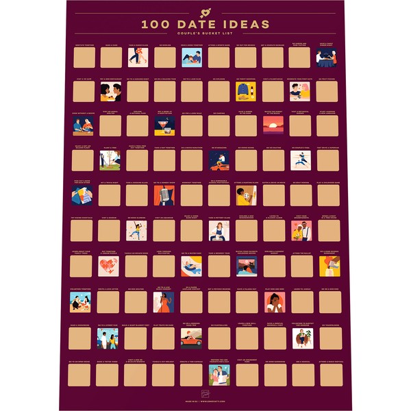 Enno Vatti 100 Dates Scratch Off Poster -Couples Romantic Date Ideas & Cute Things to Do Together - Best for Anniversary, Valentines Day, Date Night and Couples Activities