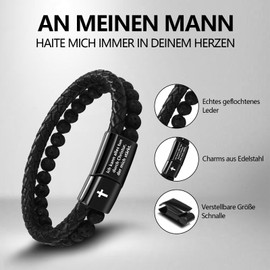 Men's Leather Bracelet Jewellery An Meinen Mann Gift Bracelet Birthday Gifts for Men